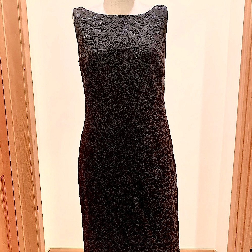🎉HOST PICK‼️ 💗EUC Talbots Sexy V-back Black Jacquard Dress Size 6✨✨✨